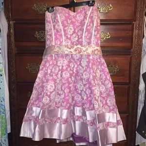 Badgley  Mischka Rose floral & satin ribbon Dress